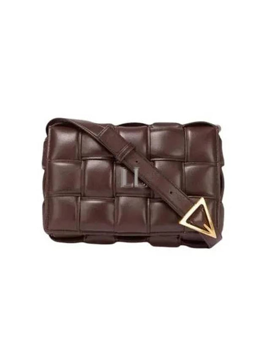 Luxury Bottega Veneta Gold Padded Cassette Cross Bag Fondente