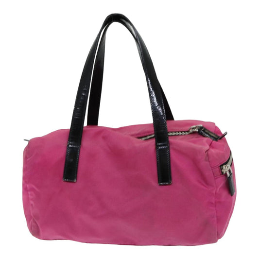 Luxury Prada Hand Bag Nylon Pink Silver 85465
