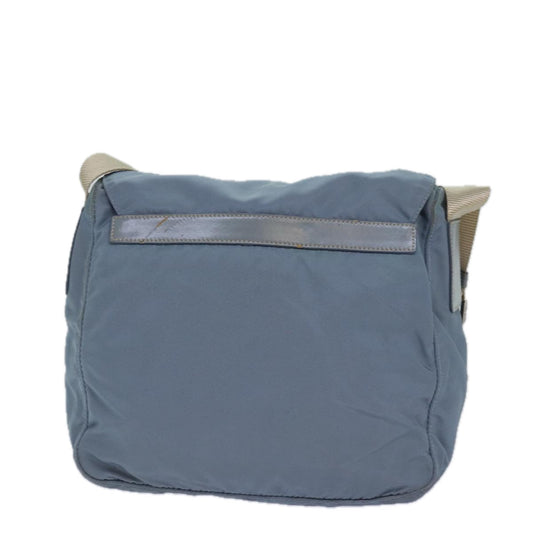 Luxury Prada Shoulder Bag Nylon Light Blue Silver 85482