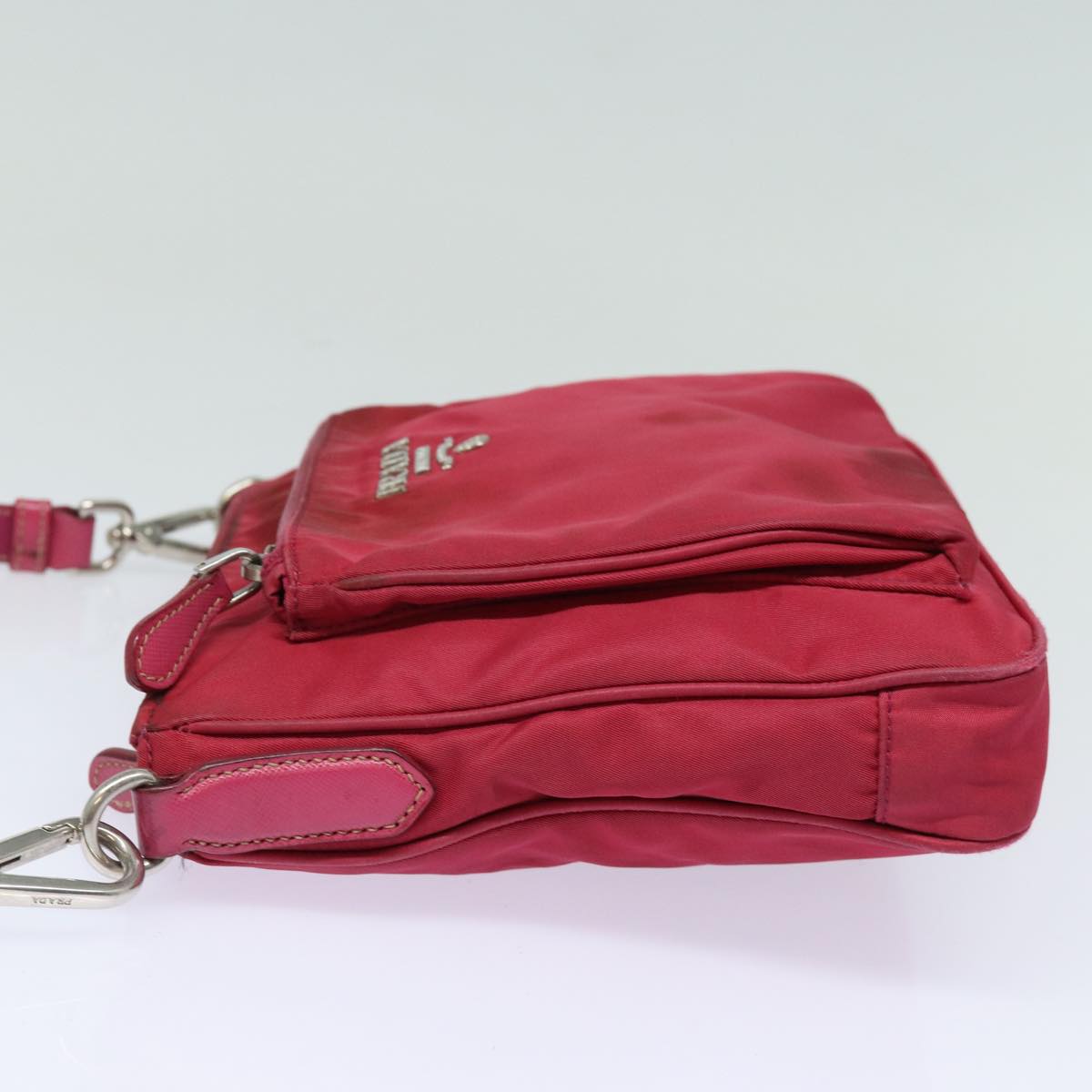 Luxury Prada Shoulder Bag Nylon Pink Silver 85537