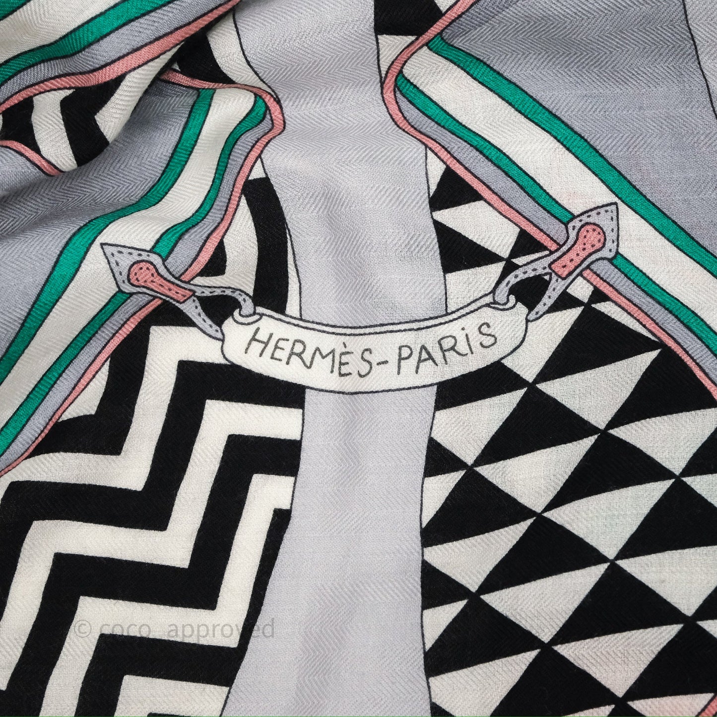 Hermes Giant Triangle Scarf Cashmere Silk Grey/ Red