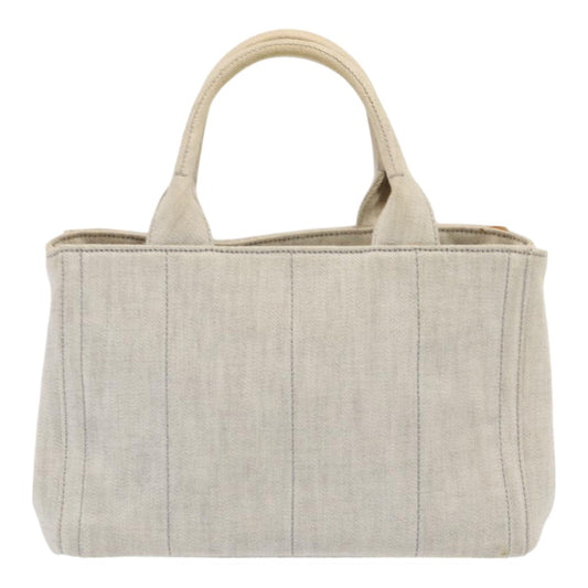Luxury Prada Bijoux Canapa PM Hand Bag Canvas 2way Gray Silver 85622