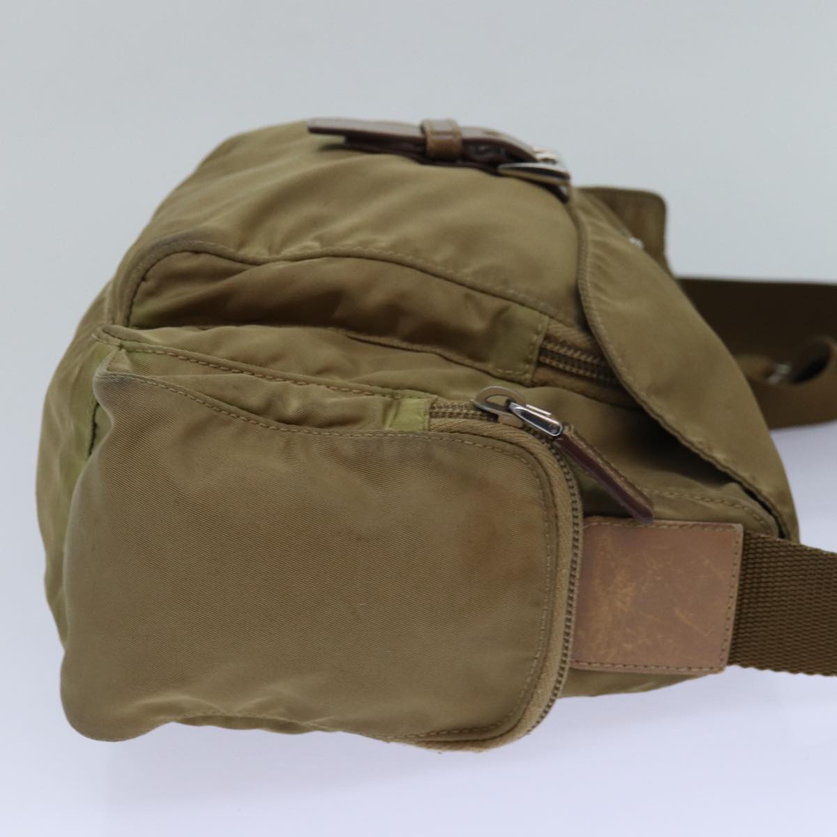 Luxury Prada Shoulder Bag Nylon Beige Silver 85627