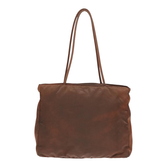 Luxury Prada Tote Bag Nylon Brown Silver 85628