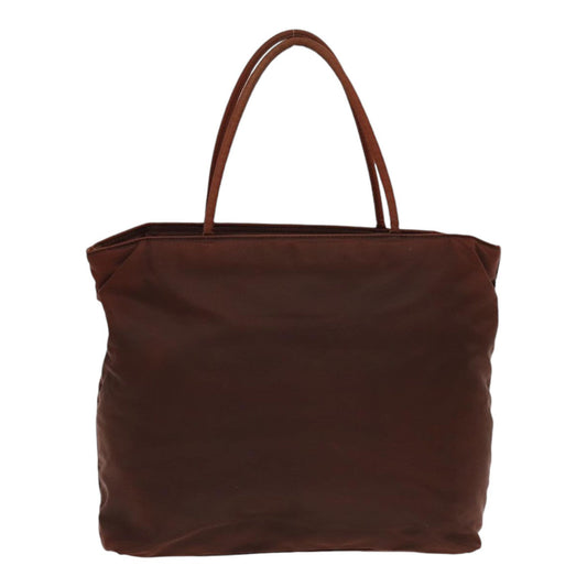 Luxury Prada Tote Bag Nylon Brown Silver 85631