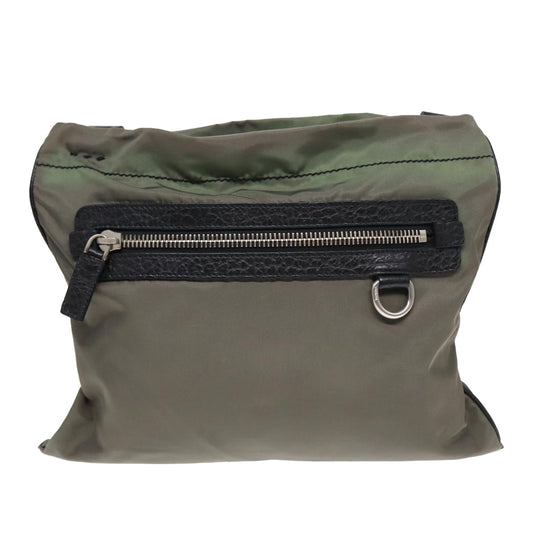 Luxury Prada Shoulder Bag Nylon Khaki Silver 85639