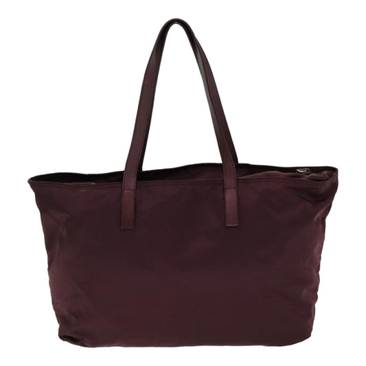 Luxury Prada Tote Bag Nylon Bordeaux Silver 85643