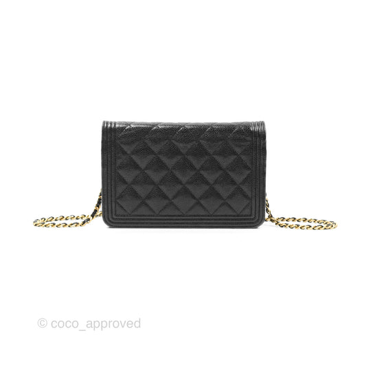 Chanel Boy Wallet on Chain WOC Black Caviar Gold Hardware