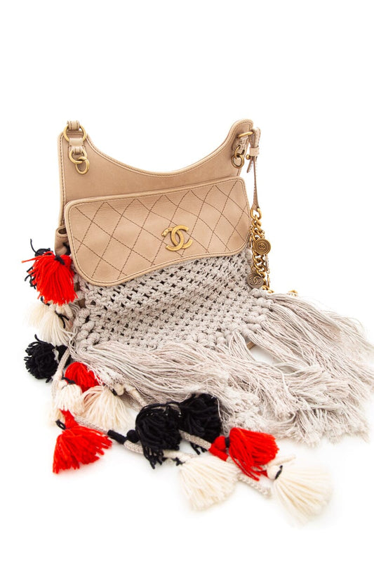 Luxury Chanel Tan Dubai Resort Crochet Cross-Body