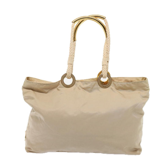 Luxury Prada Tote Bag Nylon Beige Gold 86152