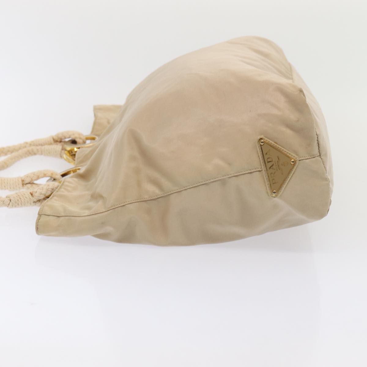 Luxury Prada Tote Bag Nylon Beige Gold 86152