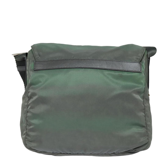 Luxury Prada Shoulder Bag Nylon Khaki Silver 86339