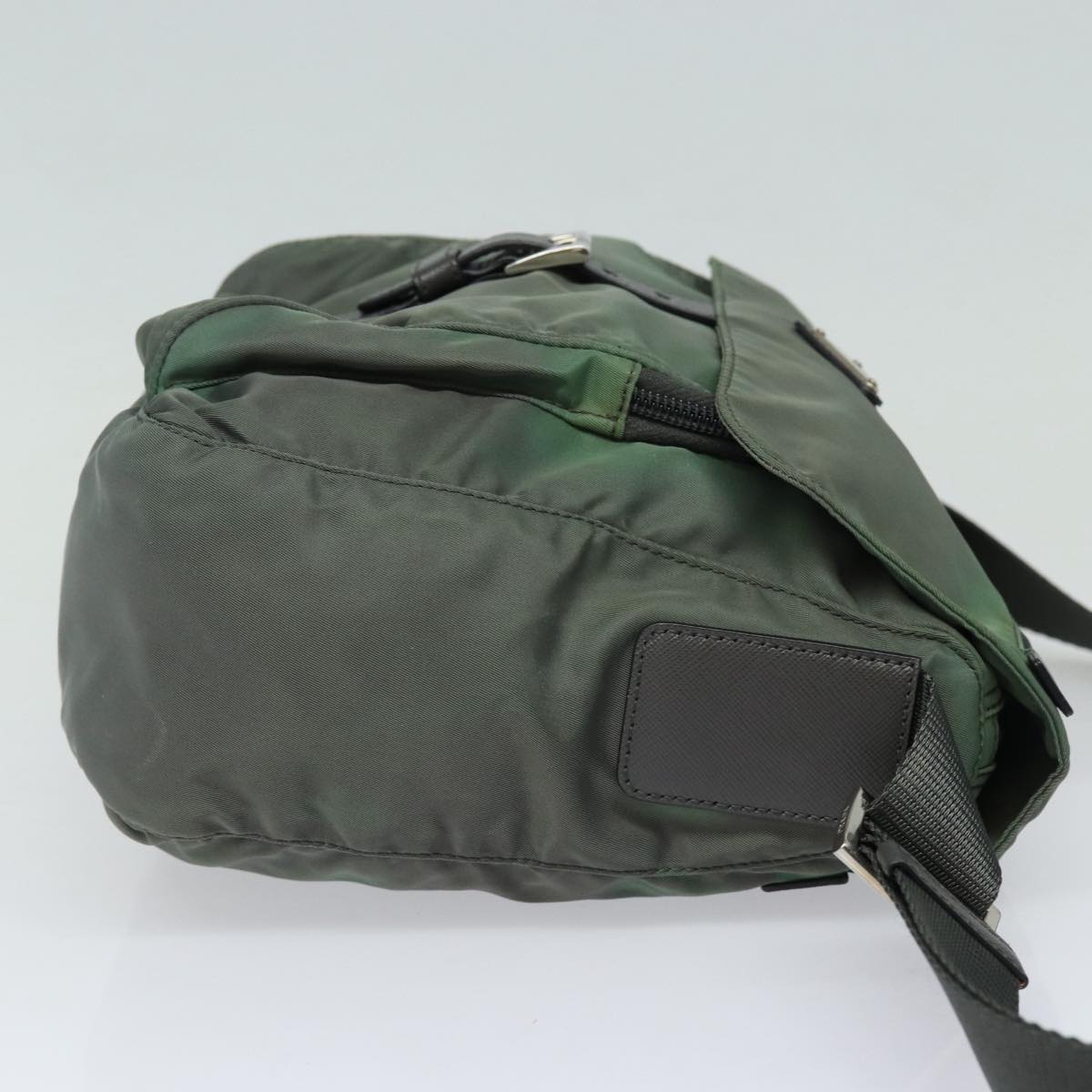 Luxury Prada Shoulder Bag Nylon Khaki Silver 86339