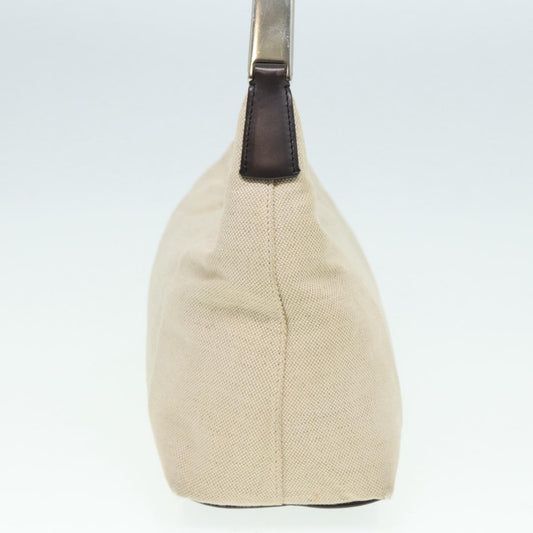 Luxury Prada Shoulder Bag Canvas Beige Brown Silver 86340