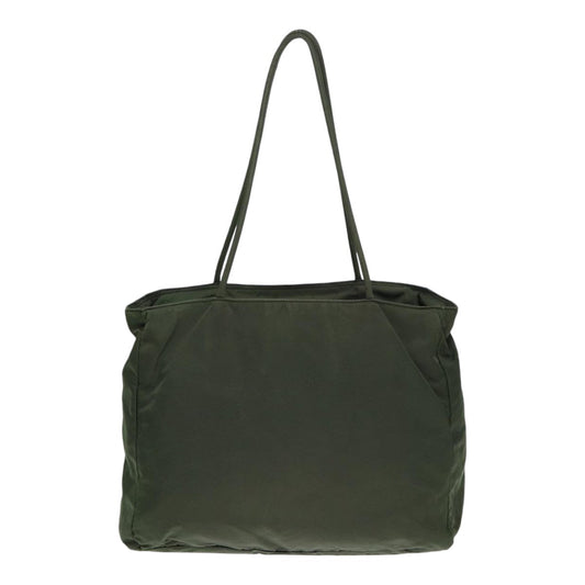 Luxury Prada Tote Bag Nylon Khaki Silver 86343