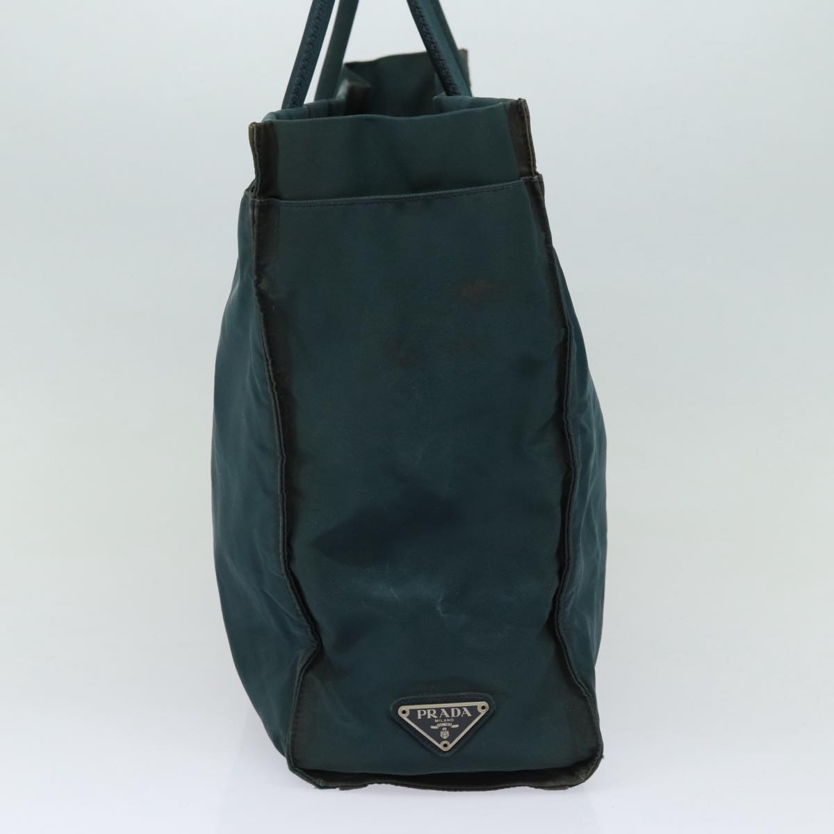 Luxury Prada Tote Bag Nylon Green Silver 86347