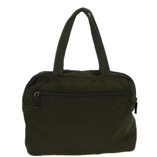 Luxury Prada Hand Bag Nylon Khaki Silver 86453