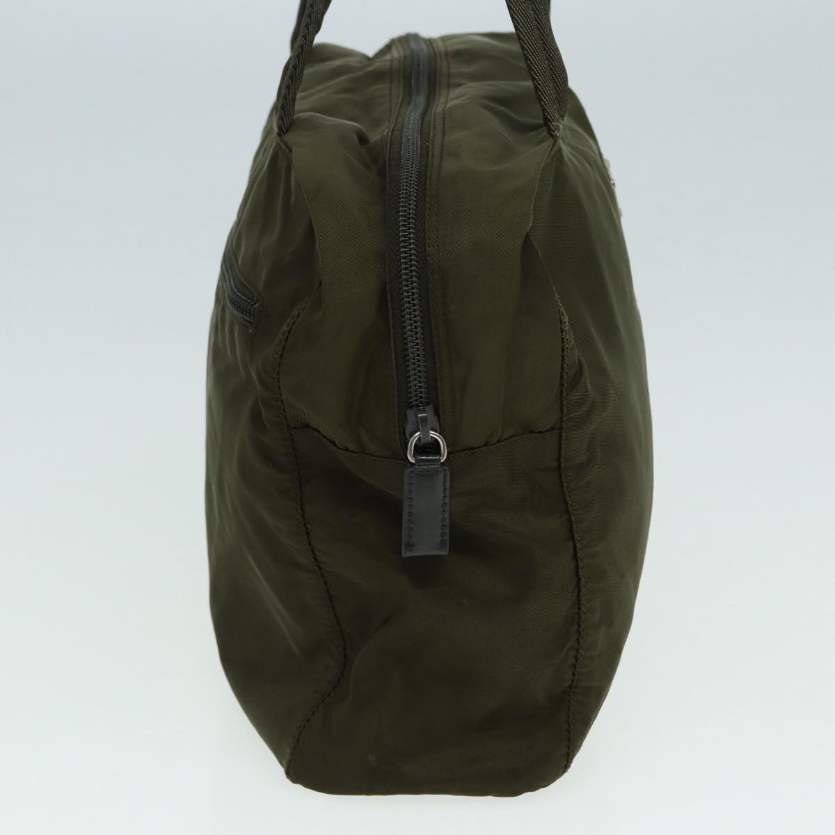 Luxury Prada Hand Bag Nylon Khaki Silver 86453