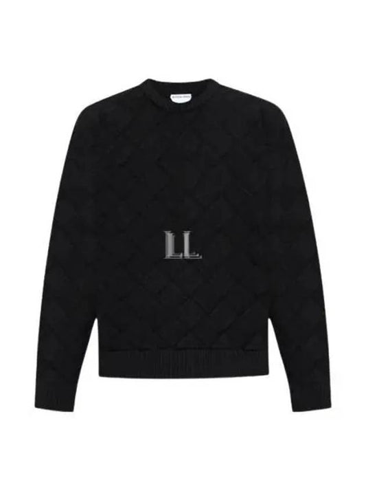Luxury Bottega Veneta Intrecciato Crew Neck Knit Top Navy