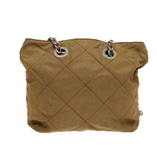 Luxury Prada Chain Shoulder Bag Nylon Khaki Gold 86608
