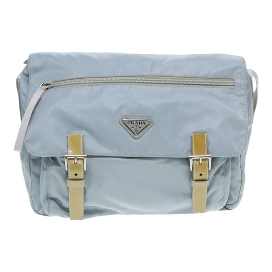 Luxury Prada Shoulder Bag Nylon Blue Silver 86646