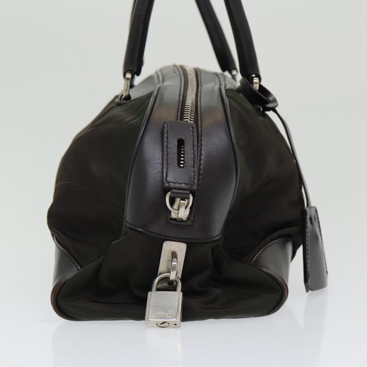 Luxury Prada Shoulder Bag Nylon Khaki Silver 86724