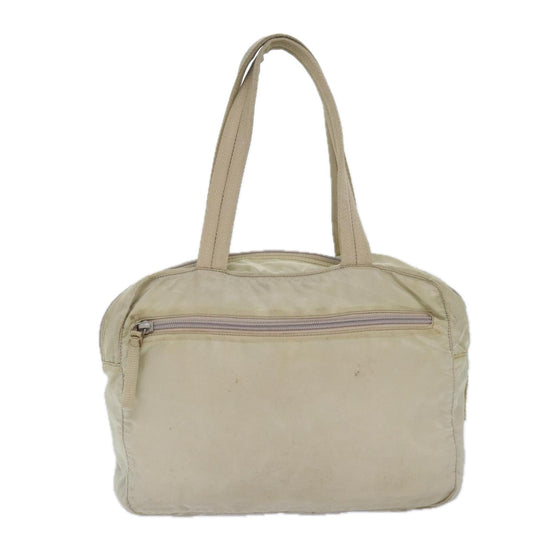 Luxury Prada Hand Bag Nylon Cream Silver 86873