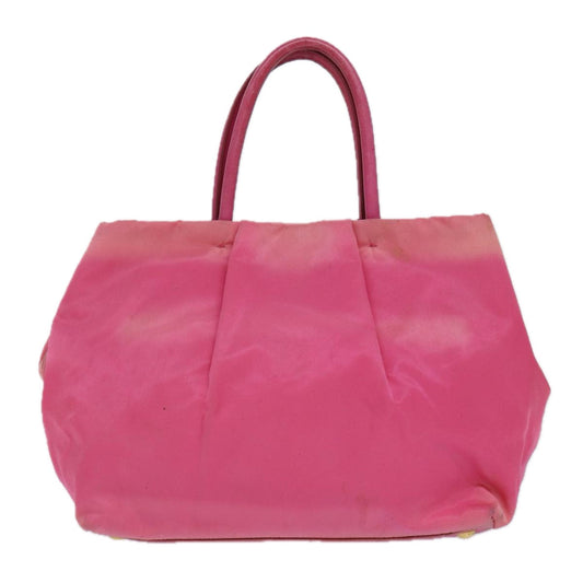 Luxury Prada Ribbon Hand Bag Nylon Gold Pink 86880