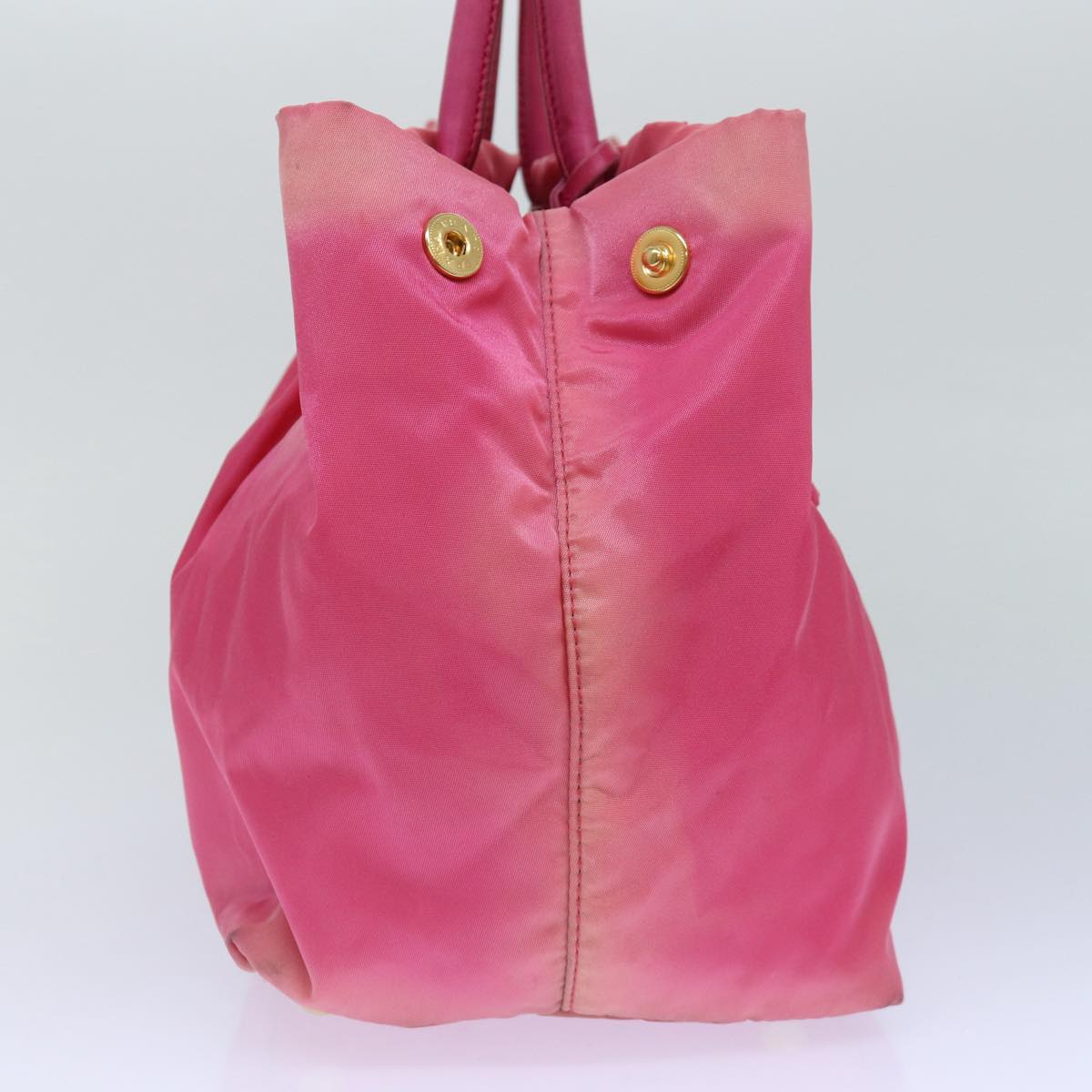 Luxury Prada Ribbon Hand Bag Nylon Gold Pink 86880