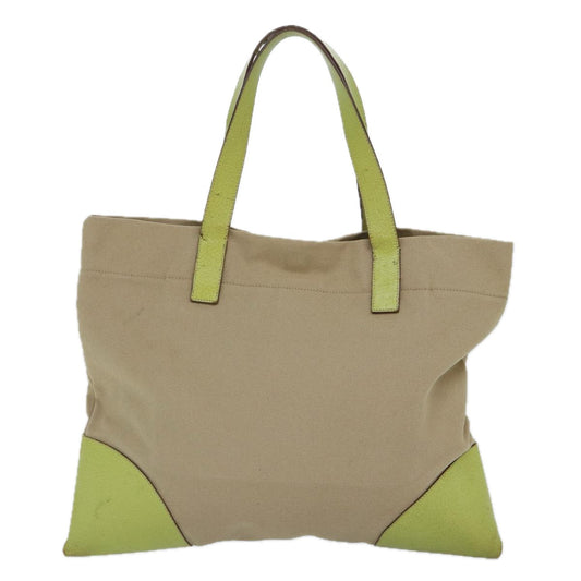 Luxury Prada Tote Bag Canvas Beige Silver 86901