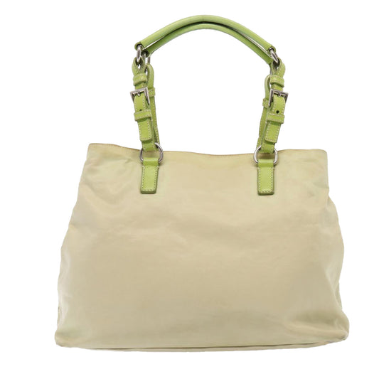 Luxury Prada Tote Bag Nylon Beige Silver Green 86906