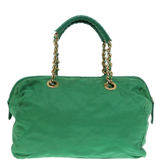 Luxury Prada Hand Bag Nylon Green Gold 86987