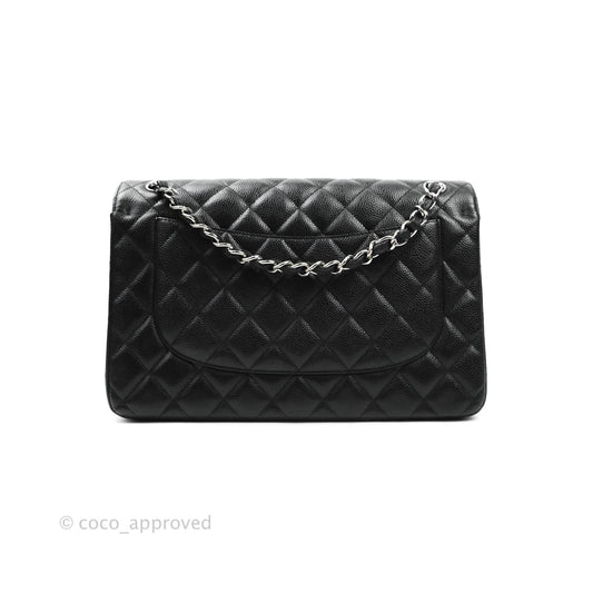 Chanel Jumbo Double Flap Black Caviar Silver Hardware