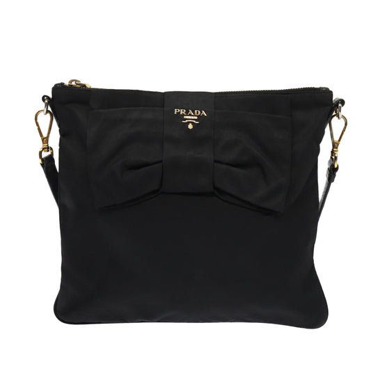 Luxury Prada Shoulder Bag Nylon Black Gold 87081