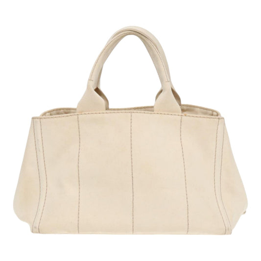 Luxury Prada Canapa MM Hand Bag Canvas Cream Gold 87108