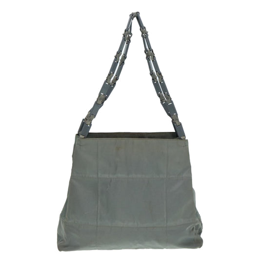 Luxury Prada Tote Bag Nylon Gray Silver 87148