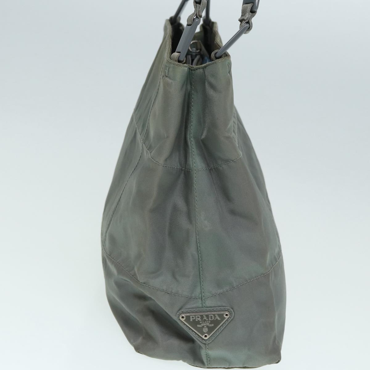 Luxury Prada Tote Bag Nylon Gray Silver 87148