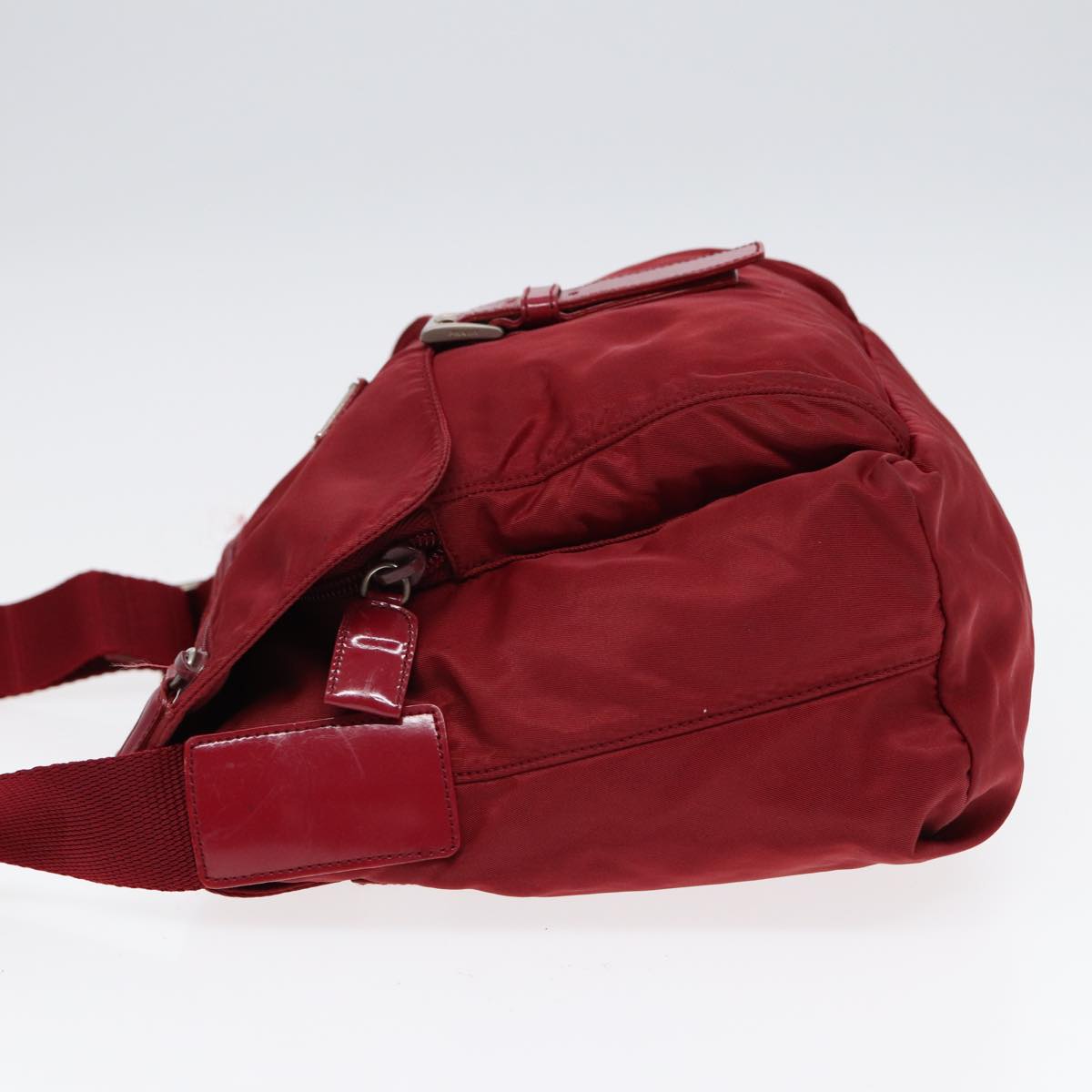 Luxury Prada Shoulder Bag Nylon Red Silver 87219