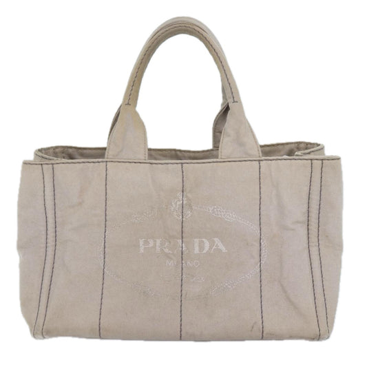 Luxury Prada Canapa MM Hand Bag Canvas Gray Gold 87230
