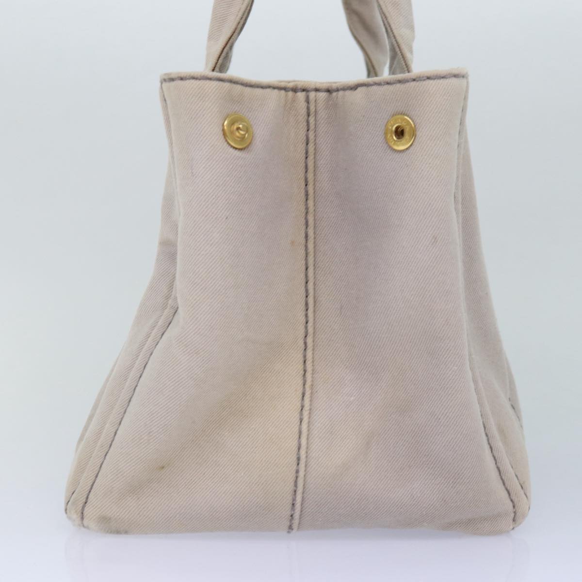 Luxury Prada Canapa MM Hand Bag Canvas Gray Gold 87230