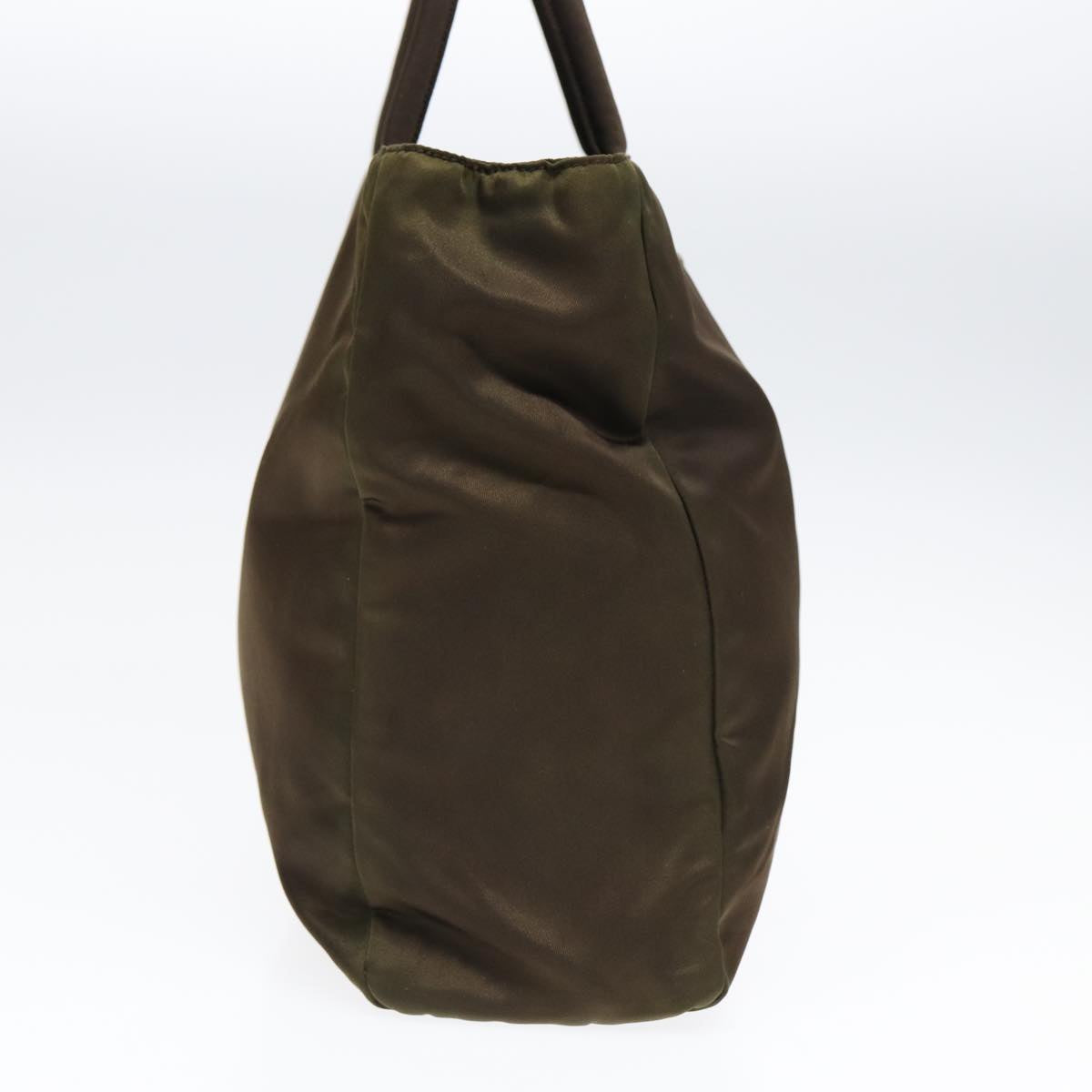 Luxury Prada Hand Bag Nylon Khaki Silver 87302