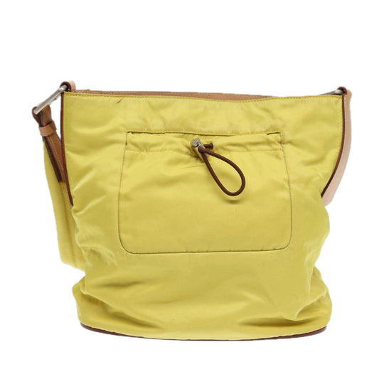 Luxury Prada Shoulder Bag Nylon Yellow 87348