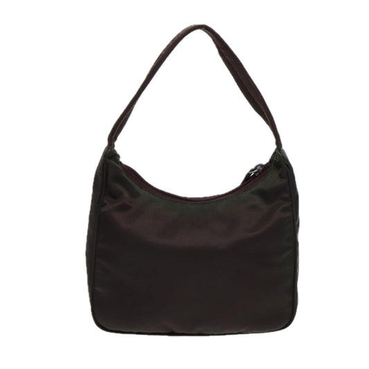 Luxury Prada Hand Bag Nylon Silver Brown 87360