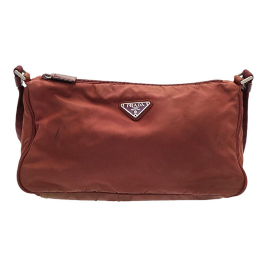 Luxury Prada Shoulder Bag Nylon Red Silver 87422