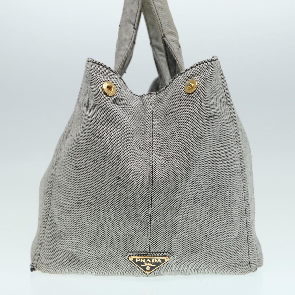 Luxury Prada Canapa GM Hand Bag Canvas Gray Gold 87436