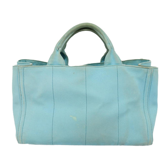 Luxury Prada Canapa GM Hand Bag Canvas 2way Light Blue 87668