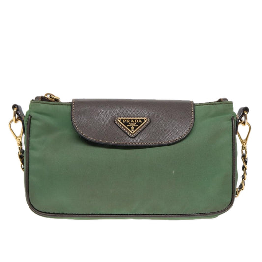 Luxury Prada Shoulder Bag Nylon Green 87675