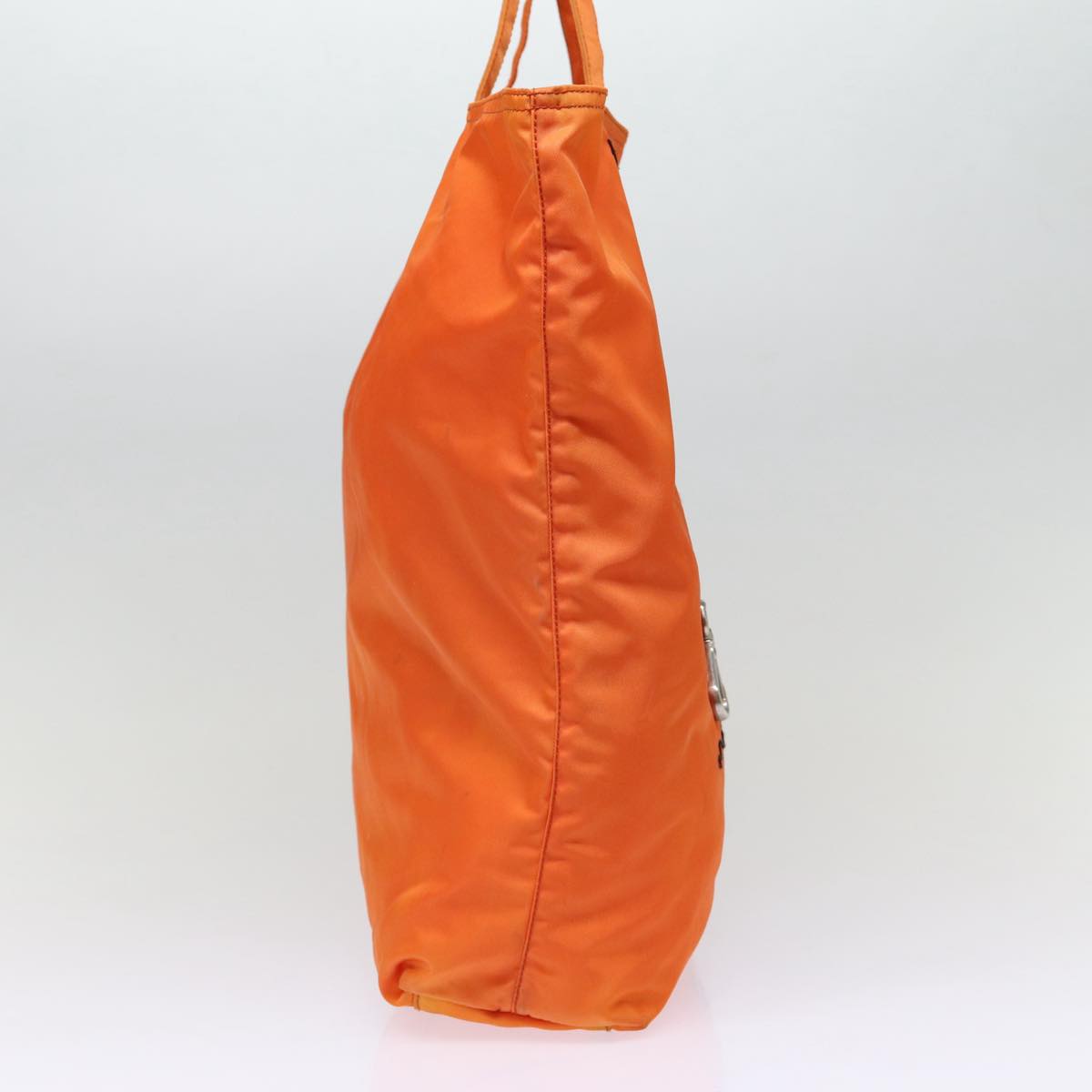 Luxury Prada Tote Bag Nylon Orange Silver 87757
