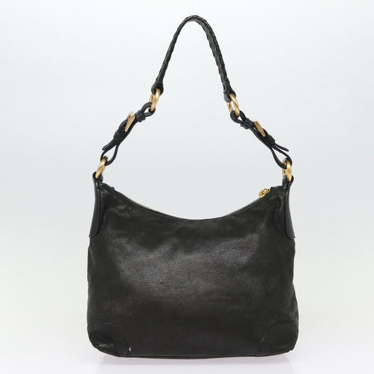 Luxury Prada Shoulder Bag Leather Black Gold 87759
