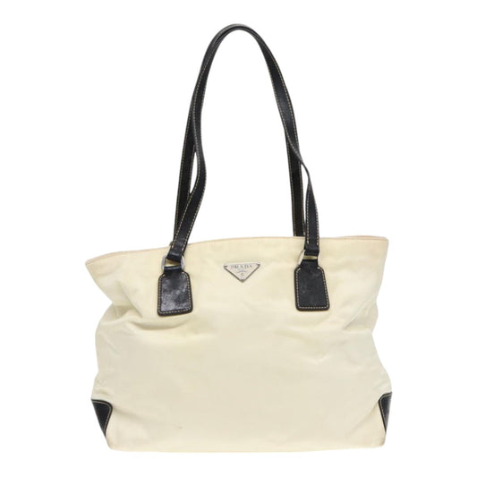Luxury Prada Tote Bag Nylon White Black Silver 87762